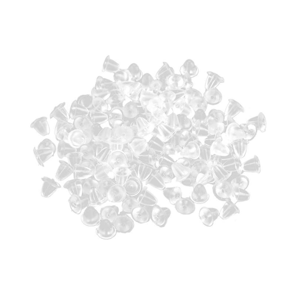 Timekey 100pcs Stopper Belakang Anting Tusuk Bahan Karet Lembut Transparan A1K7