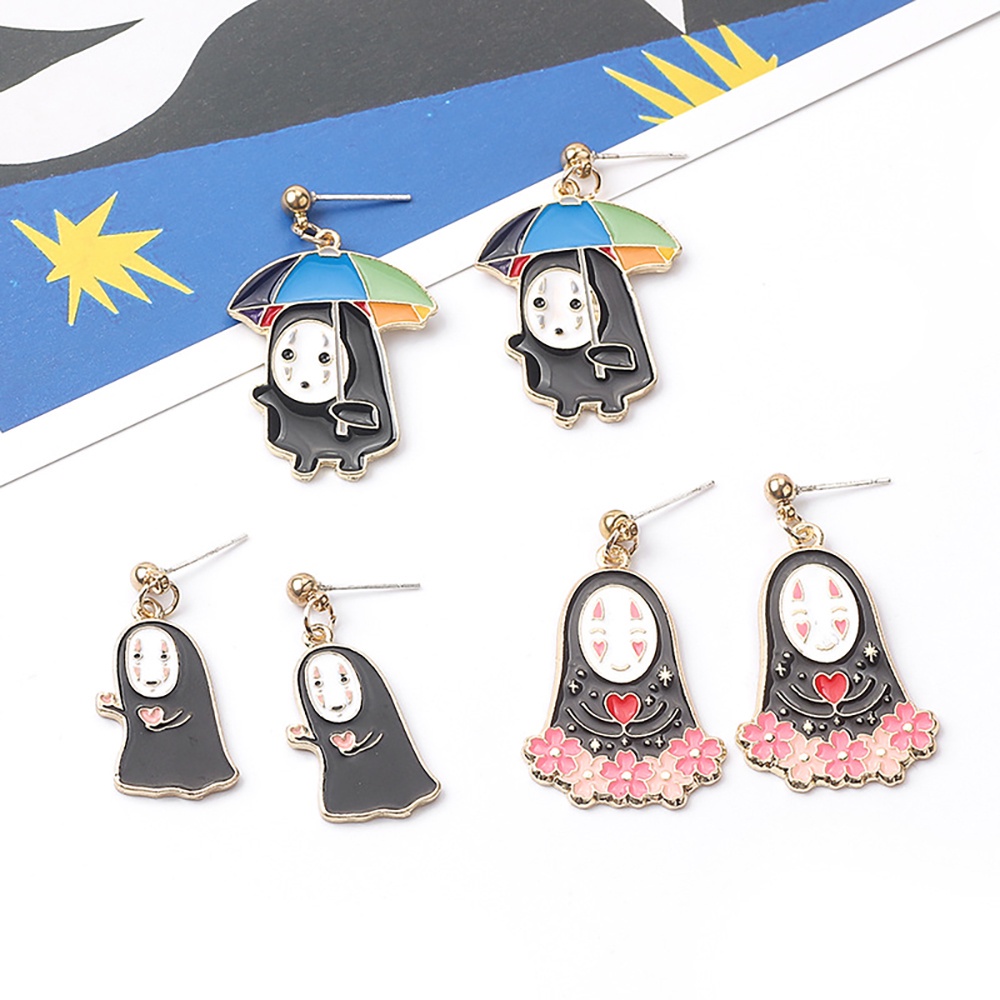 Needway  Women Drip Stud Earrings Creative Spirited Away Ghost Earrings Anime Earrings Fashion Personality for Fans Party Alloy Cartoon