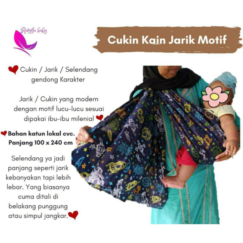 Cukin Karakter | Jarik Kartun | Selendang Gendong 100 x 240 cm Gendongan Bayi Kain