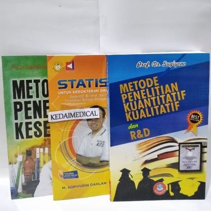 PAKET 3 BUKU SKRIPSI METOPEN KESEHATAN SUKIJO, STATISTIK SOPIYUDIN,METOPEN KUALI KUANTI RND SUGIYONO