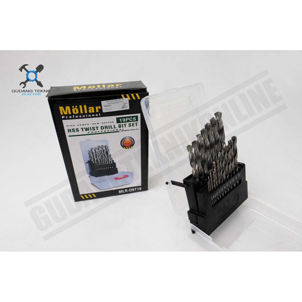 Mata Bor Besi Set 19pc HSS Mollar / HSS Twist Drill Bit Set Mollar 19