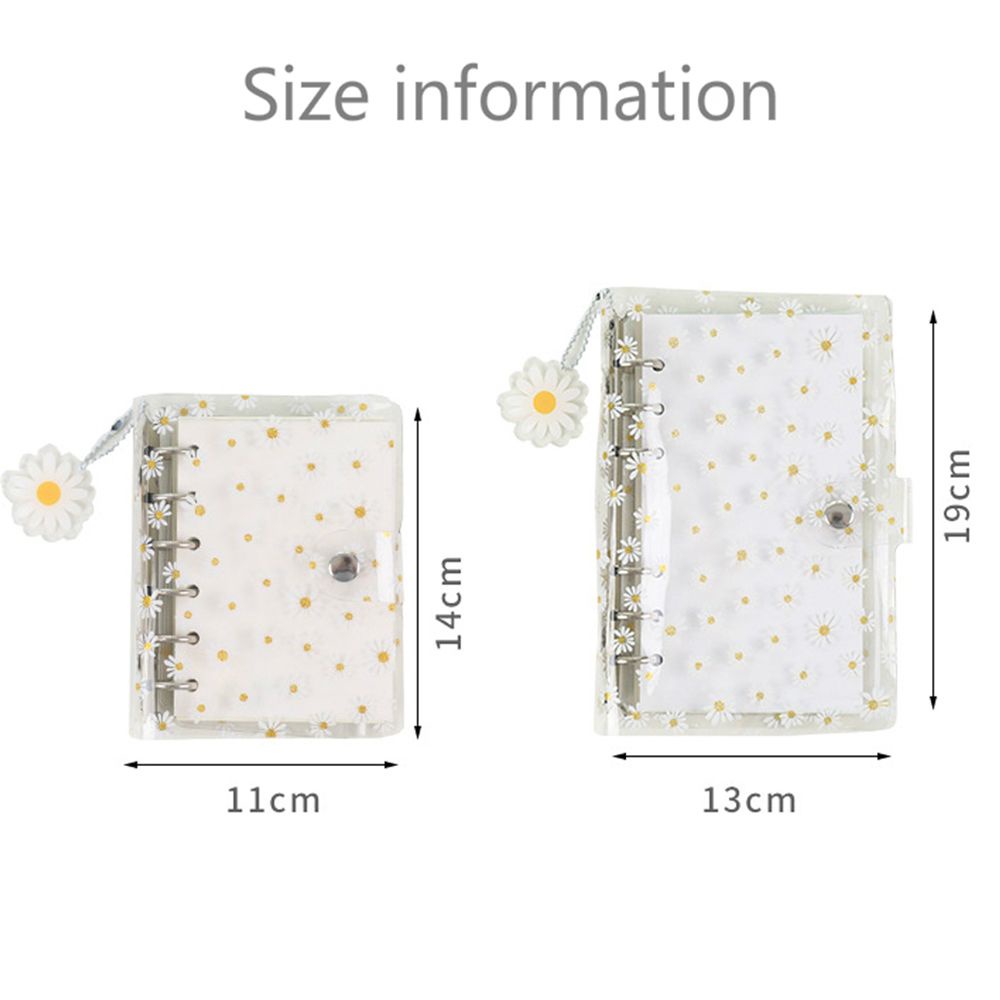 MXBEAUTY Office Supplies Daisy Notebook Binder Transparent Literary Binder Kawaii Little Daisy Journal Binder Student Stationery A6/A7 Soft Shell 6 Rings Binder Loose Leaf Ring Binder File Folder