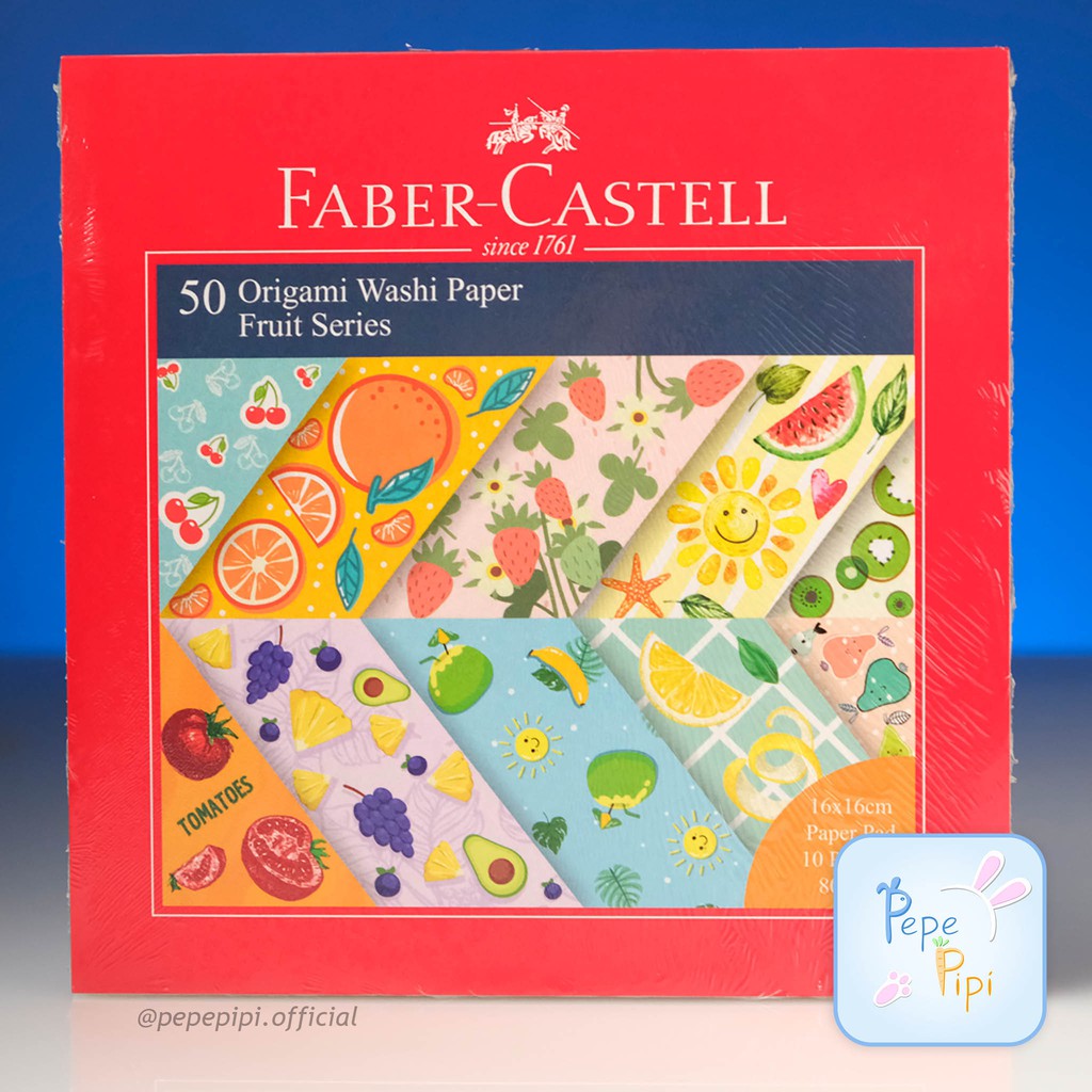 Washi paper Faber Castell Kertas Warna Lipat Origami 16 x 16 dan 15 x 15 Motif Fruit Season Knitting