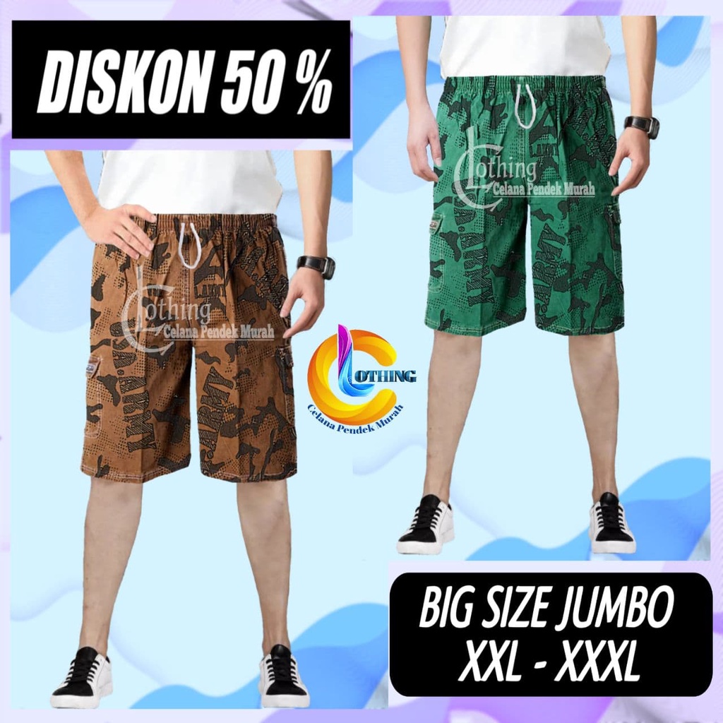 Short Pants Pria Celana Cargo Pendek Santai Peria Big Size Jumbo Cowok Dewasa Selutut Velana Laki La