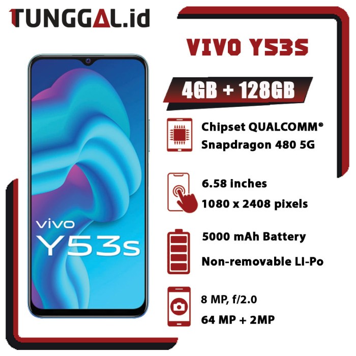 VIVO Y53S RAM 8/128 GB | VIVO Y53 S RAM 11/128 GB GARANSI RESMI VIVO