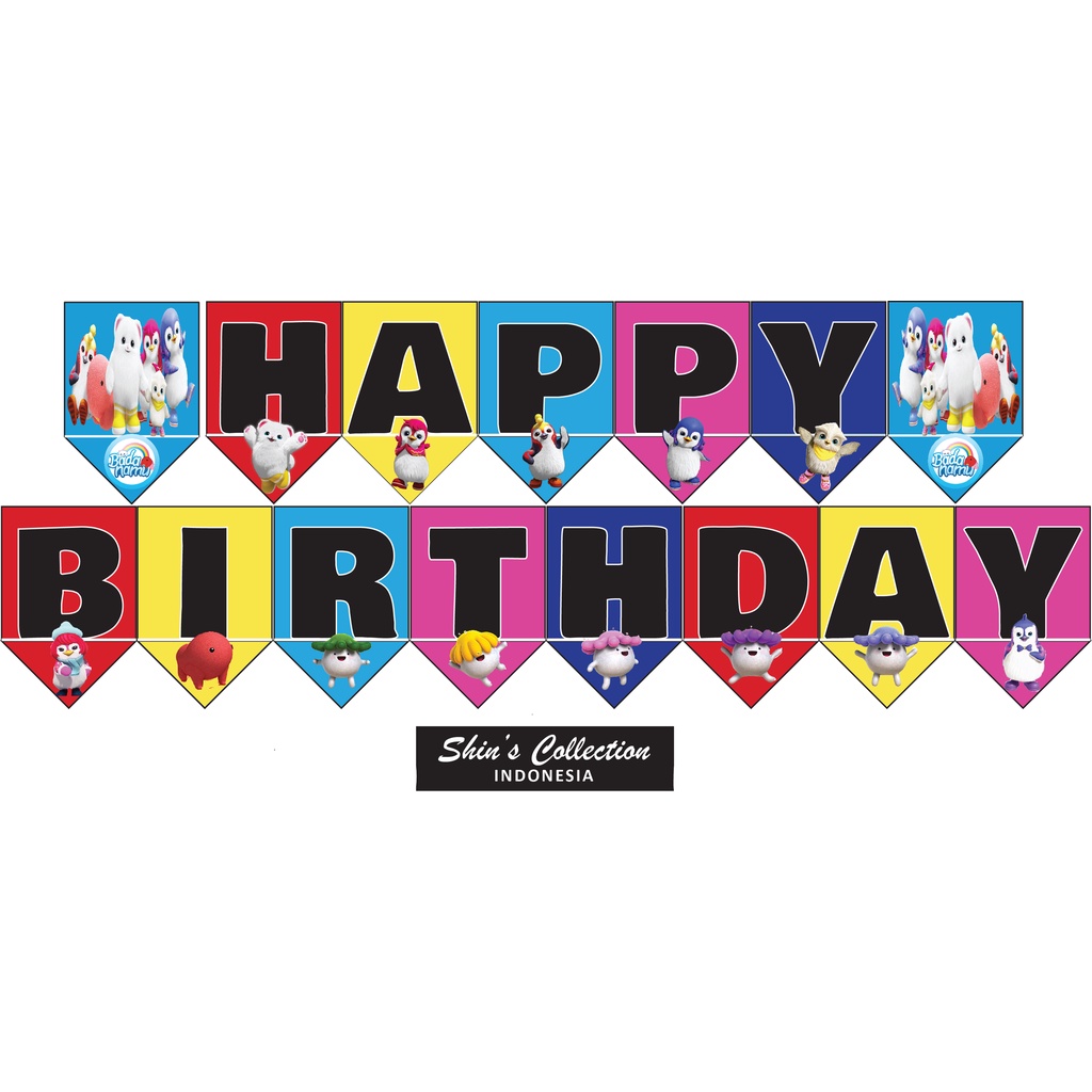Banner bunting flag happy birthday ulangtahun Badanamu set