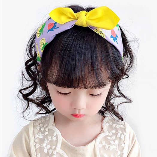 Bando Korea Anak Perempuan Aksen Ikat Pita Kartun Buah Aksesoris Bandana Rambut fashion lucu kekinian AK223