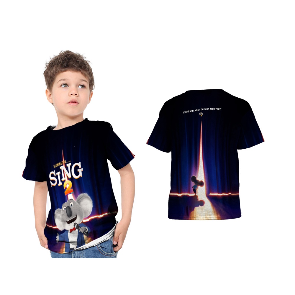 Baju Kaos Anak Sing 2 Full Print Printing Premium