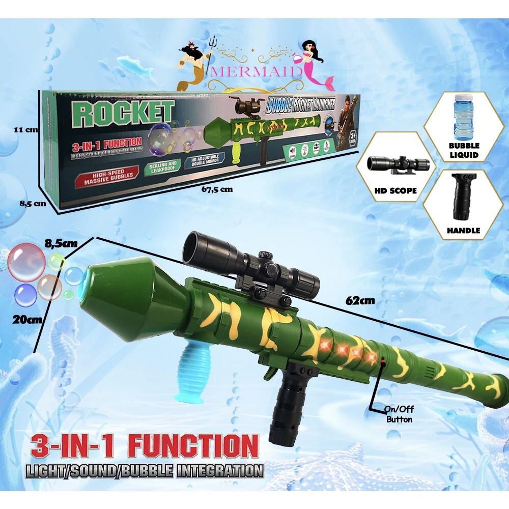 Mainan Bubble Gun Rocket Bubble Electric 3 in 1