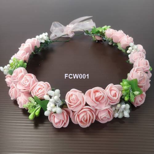 [PALING MURAH] AKSESORIS PESTA PENGANTIN FLOWER CROWN BRIDESMAID PINK FCW001