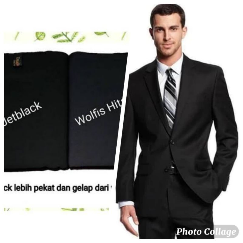 Super jet Black bahan kain seragam celana/jas hitam pekat