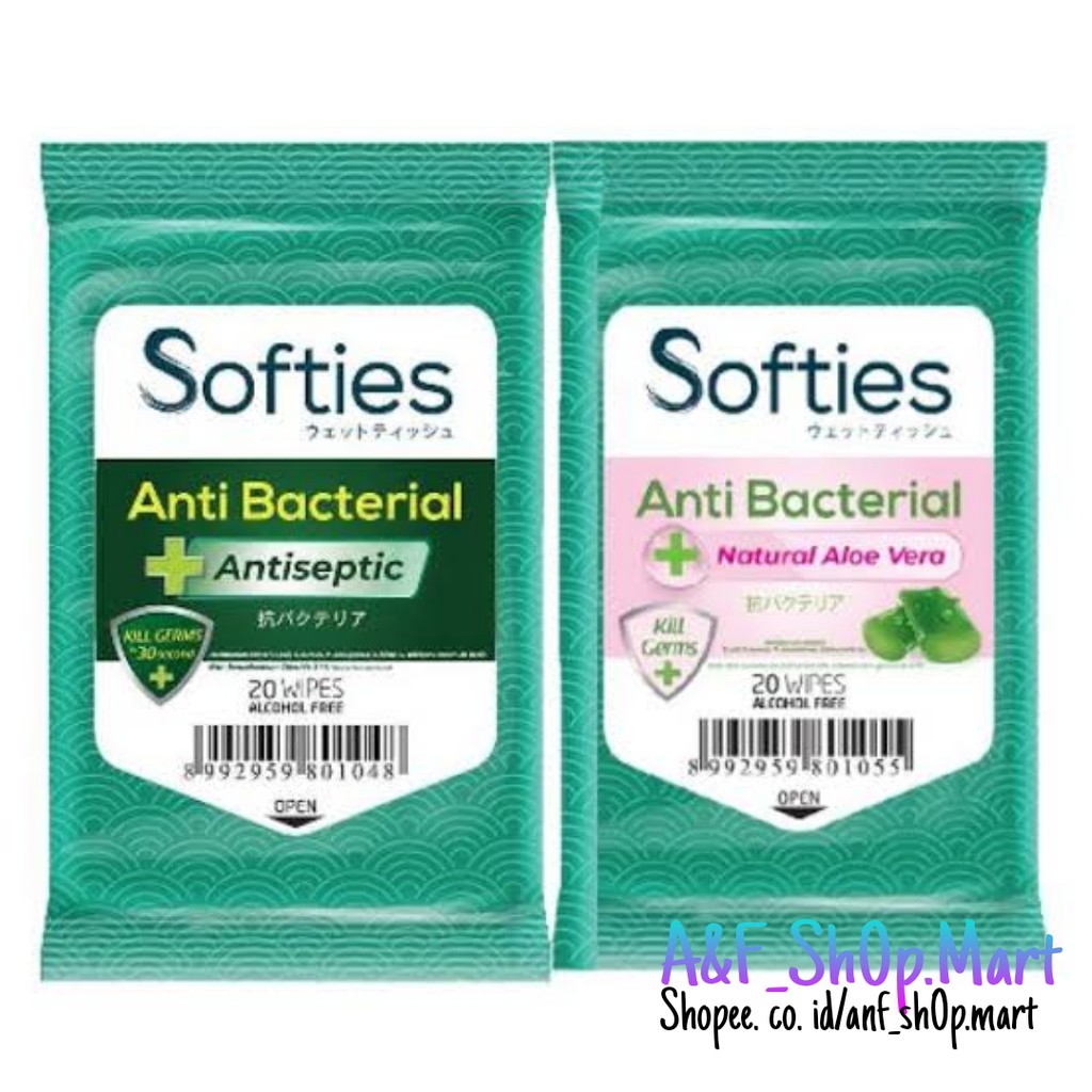 SOFTIES WIPES TISU BASAH ANTI BACTERIAL ANTISEPTIC 20 Wipes