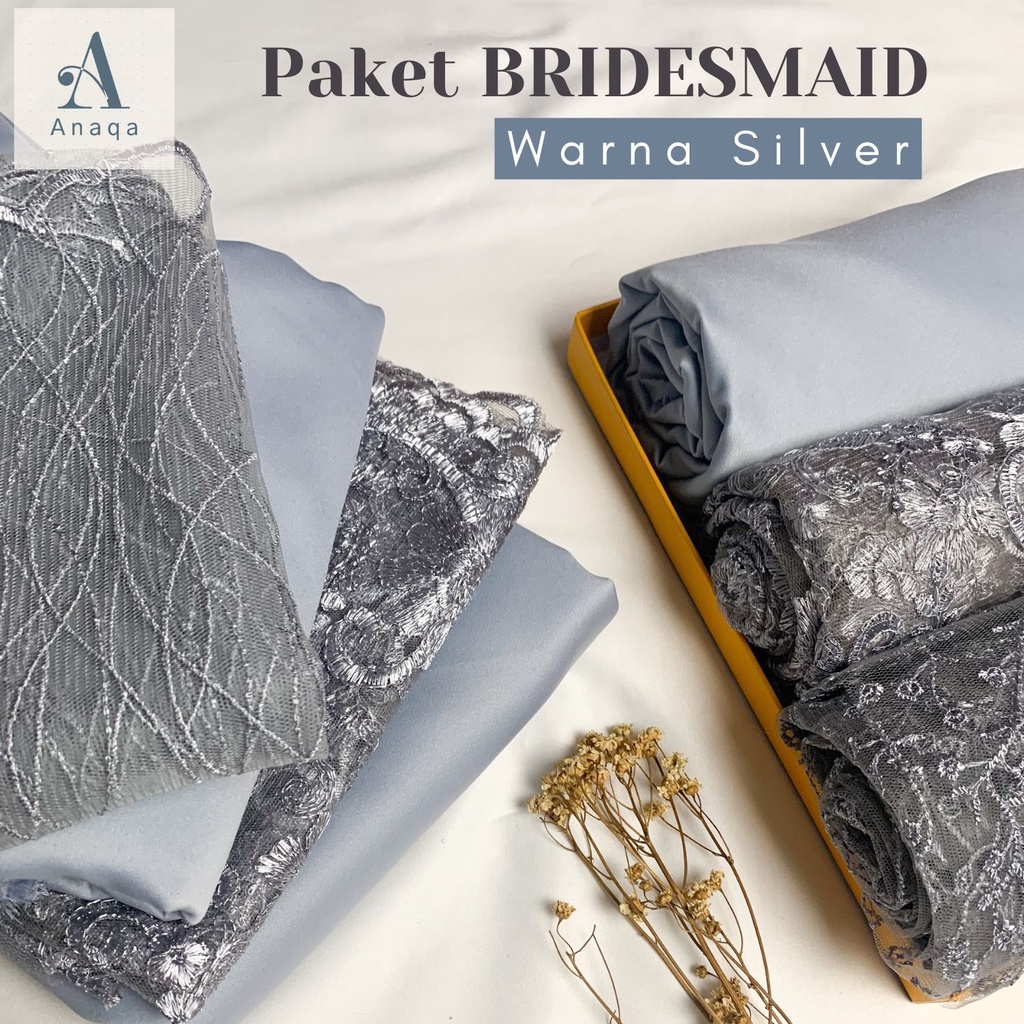 Paket Kain BRIDESMAID PREMIUM // Lamaran // Seragaman Keluarga // Wisuda Lengkap Satin Kebaya Brokat Warna Silver