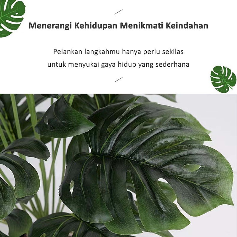 Daun monstera Bunga Simulasi Bunga Buatan 9 tangkai Daun Penyu Aksesoris buatan meja pernikahan