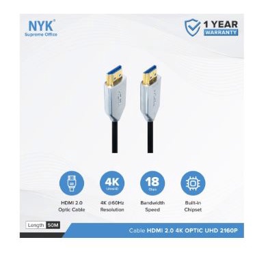 Cable Hdtv 2.0 nyk 50 meter optical active gold 4k 2k 60hz uhd hdr hdcp ethernet -Kabel hdtv optic optik 50m aktif