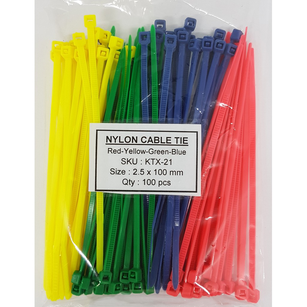 KABEL TIES 2.5 x 100 MM WARNA MERAH KUNING HIJAU BIRU - 100 PCS KTX-21
