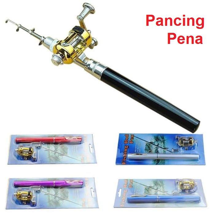 Pancingan Pulpen Mini Fishing Rod Pen Joran Pancing Pulpen Pancingan Portable Alat Pancing Paket-6