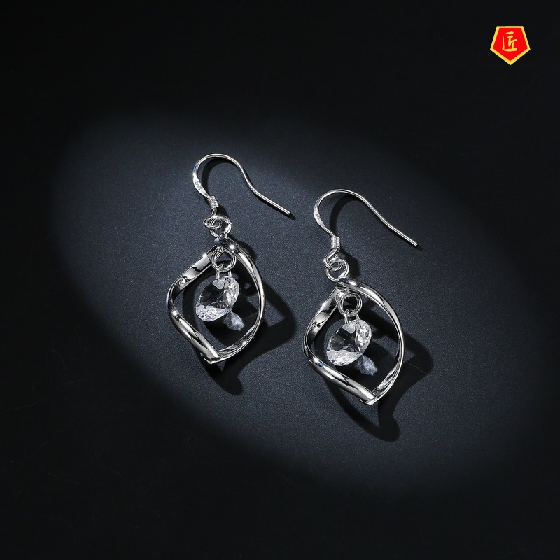 [Ready Stock]Fashion Simple Rotating Single Rhinestone Earrings