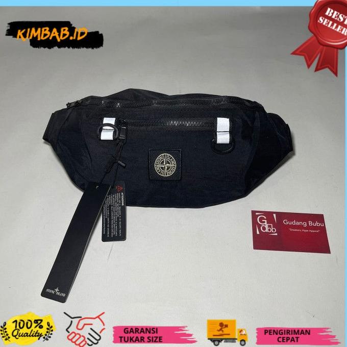 DISKON TAS STONE ISLAND LOGO WAISTBAG BLACK REFLECTIVE BNIP 100% FDHGF4654