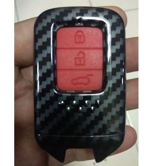 cover casing kasing kunci remote mobil honda all new crv motif carbon silikon hitam dan merah