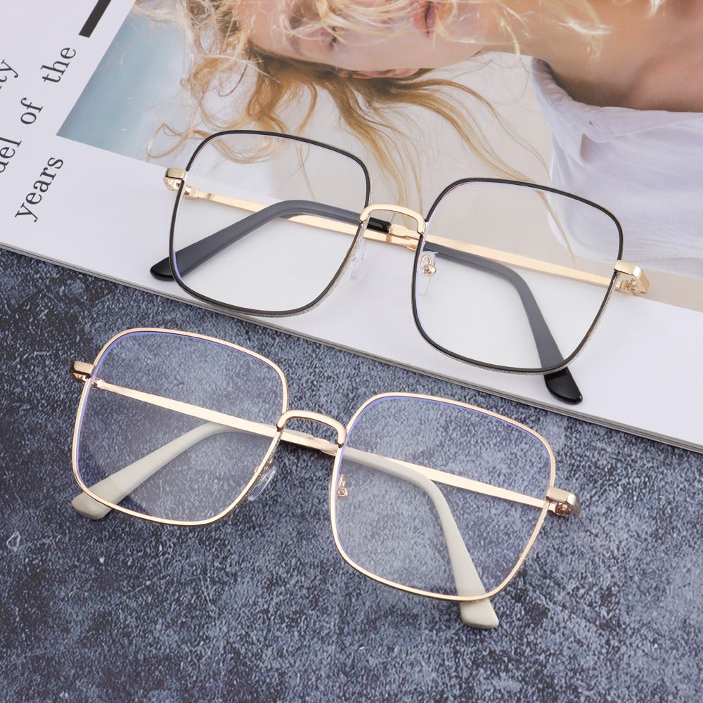 TOP Unisex Vintage Square Glasses Anti-fatigue Diamond Studded Eyewear Oversized Eyeglasses Vision Care Women Fashion Anti-blue Radiation Protection Computer Goggles/Multicolor