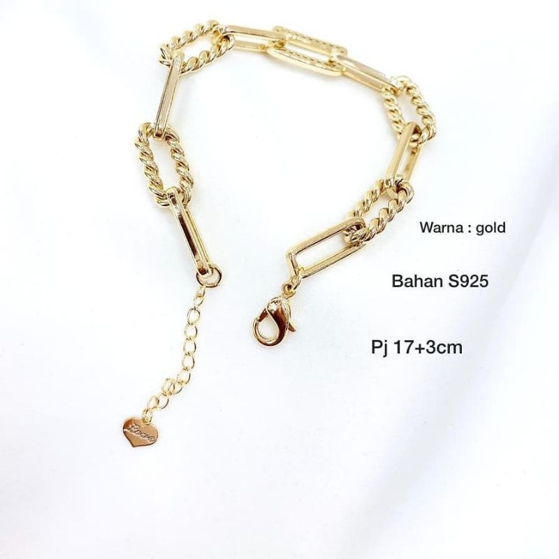 Gelang Silver925 perak sterling silver Premium Gelang Rantai Gold anti karat anti alergi  S-0318