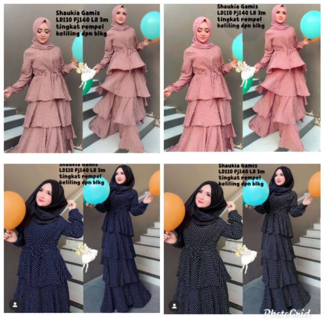 LG 10 Gamis polkadot jumbo shaukia hitam Bhn monalisa LD 110 pj 140 LB 3m