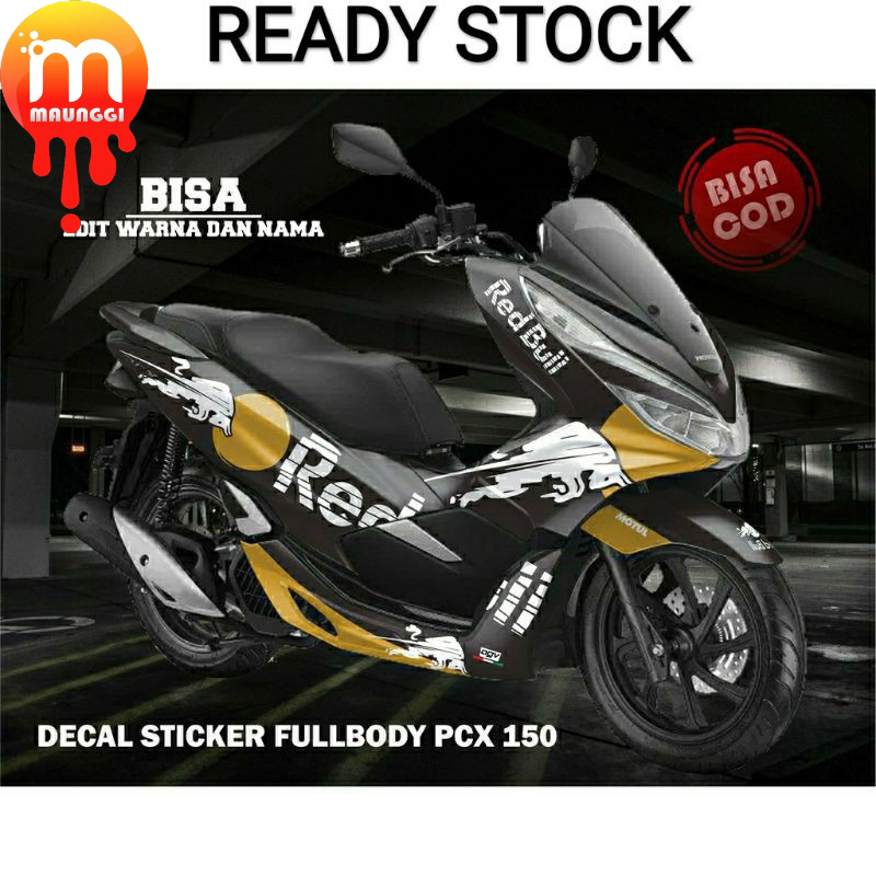 Decal pcx 150 full body Striping motor pcx full variasi motif red bull Sticker decal variasi sudah a
