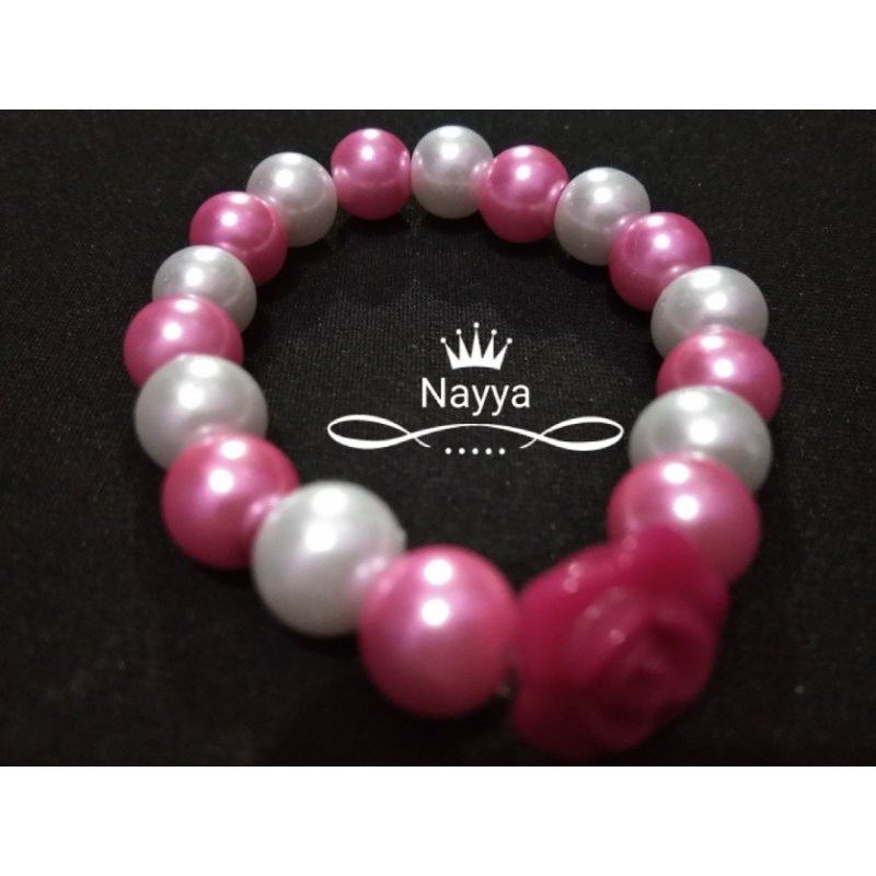 gelang imitasi anak perempuan mutiara sintetis murah warna pink putih