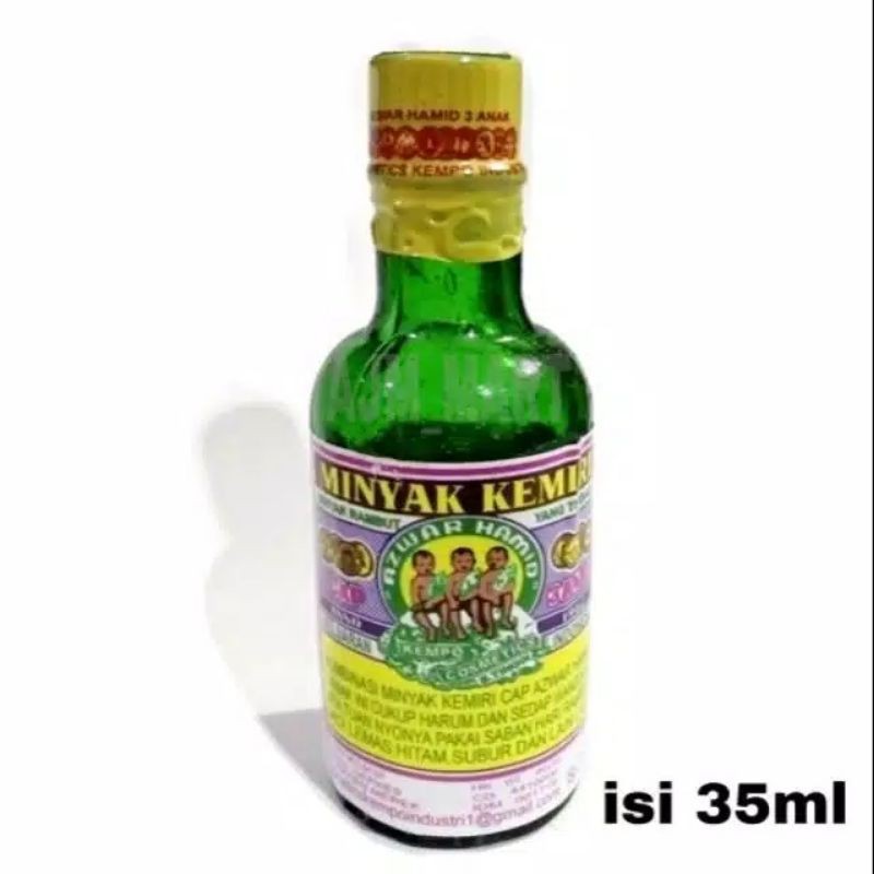 MINYAK RAMBUT KEMIRI CAP 3 ANAK BOTOL KACA 100% ORIGINAL