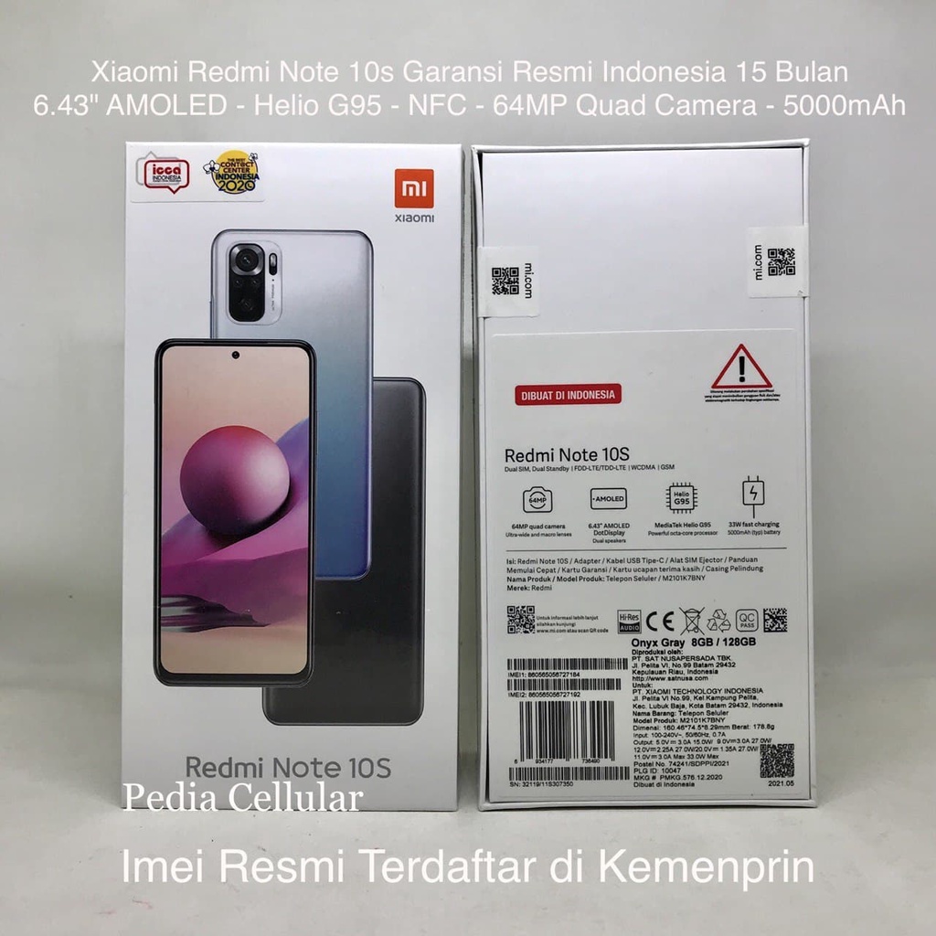 Xiaomi Redmi Note 10S [6GB+64GB - 8GB+128GB] Helio G95 - 6.43" - 64MP Quad - 5000mAh Garansi Resmi