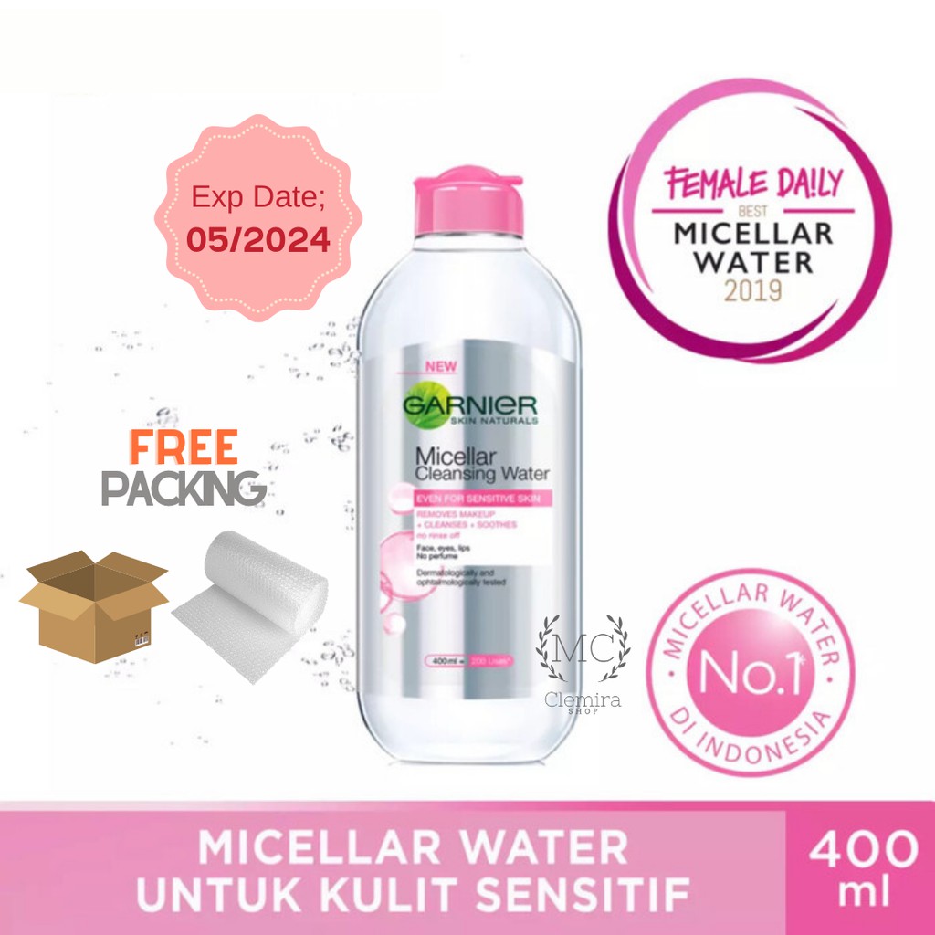 Garnier Micellar Water For Sensitiv Skin 400ml / Pembersih Wajah dan Make Up / Garnier Pink 400 ml kulit sensitif