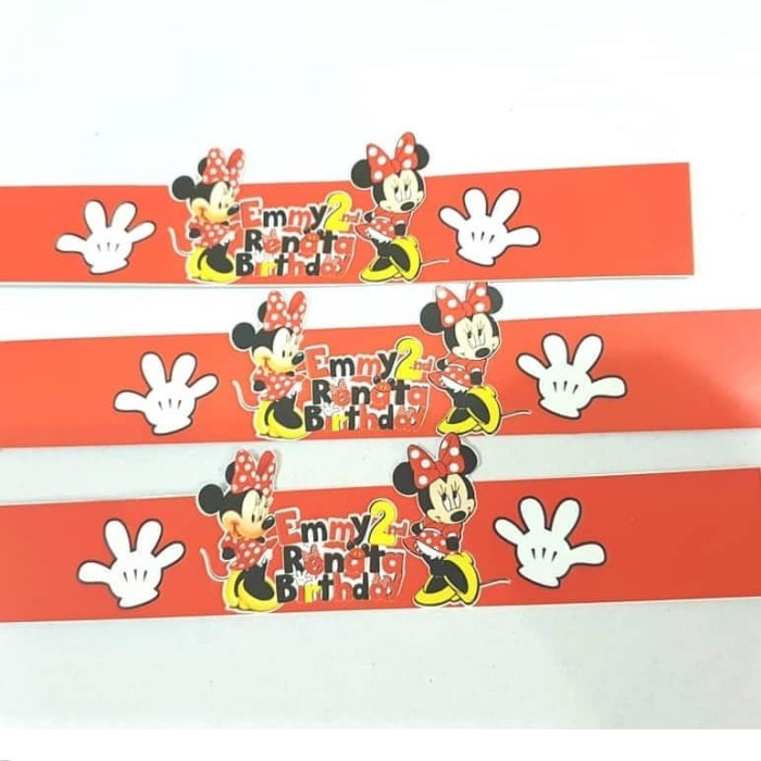 

✨ BISA COD ✨ Minnie Mouse Label Aqua 300ml isi 30lbr Label Ulang Tahun