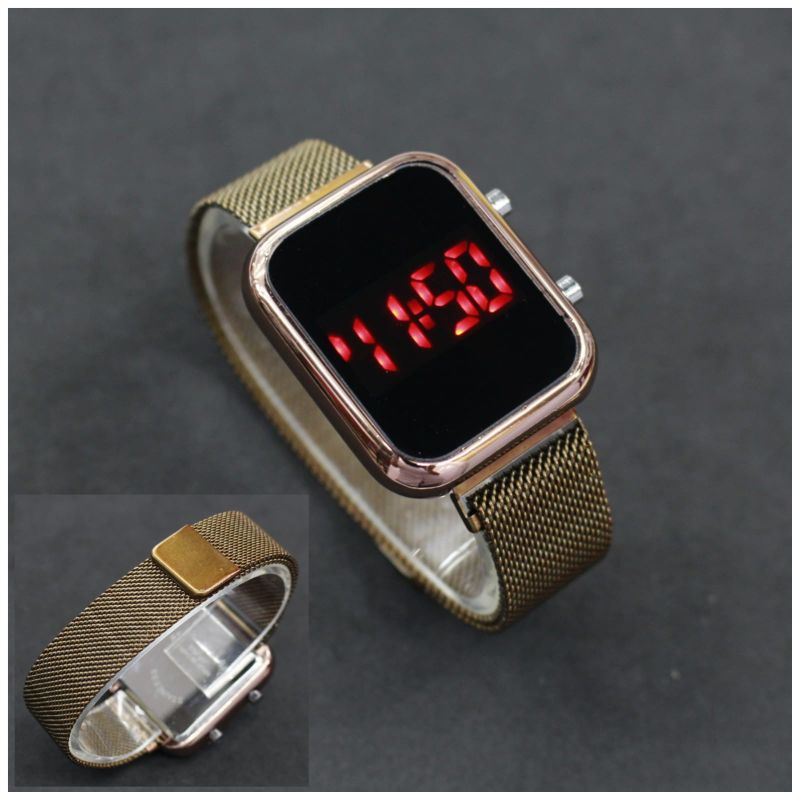 JAM TANGAN WANITA LED DIGITAL WATCH PASIR MAGNET MESH