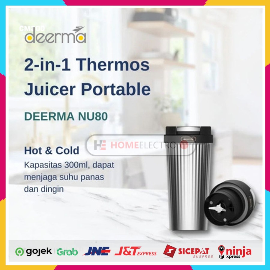 Deerma Double lid Blender NU80 Thermos Cold Cup Portable Juicer