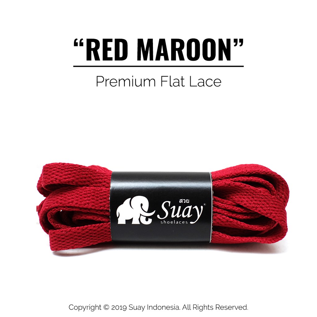 TALI SEPATU Sneaker Warna Warni Gepeng (FLAT) Panjang 115cm Suay Premium Shoelace SURABAYA-Red Maroon
