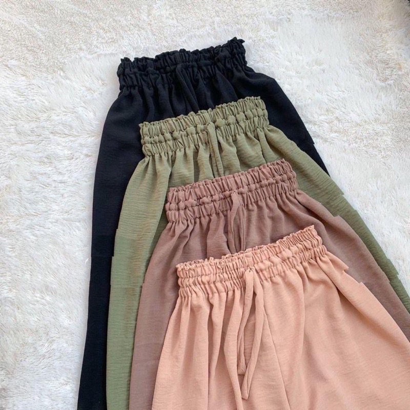 PGS Celana Kulot Crincle Airflow Premium Highwaist Loose Pants Ruby Violet Kulot Panjang
