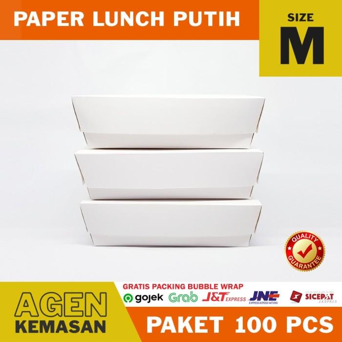

PAPER LUNCH BOX IVORY PUTIH LAMINASI PAKET 100 PCS UK.M 262 GRAM