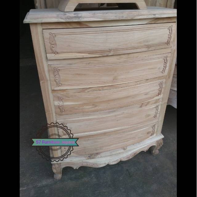 Lemari laci kecil kayu jati - Nakas bedside table mentahan