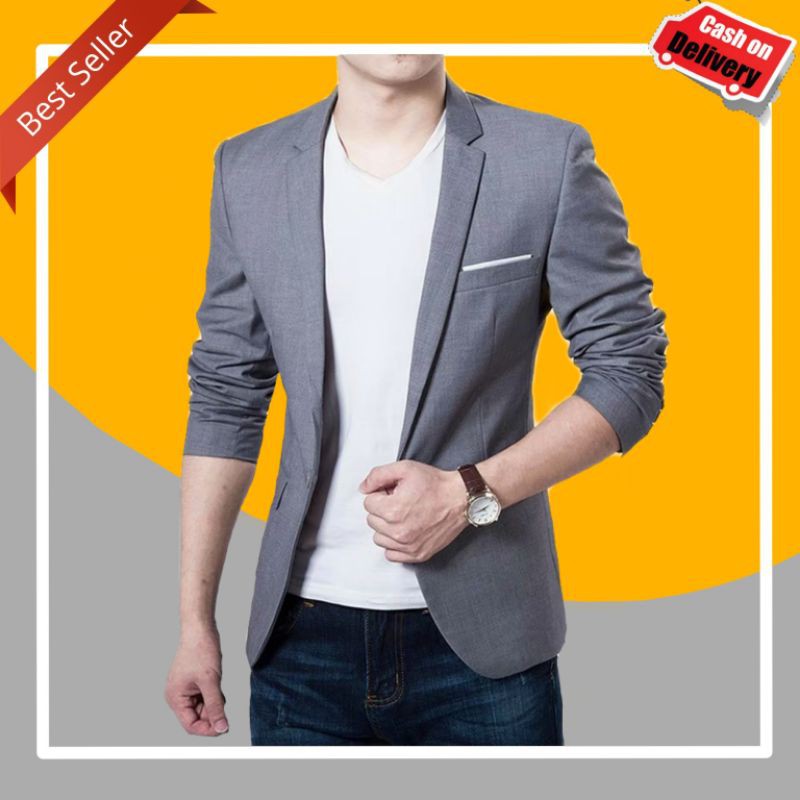 Blazer Pria / Blazer Hitam List Coklat / Jas Pengantin / jas Formal / Pria