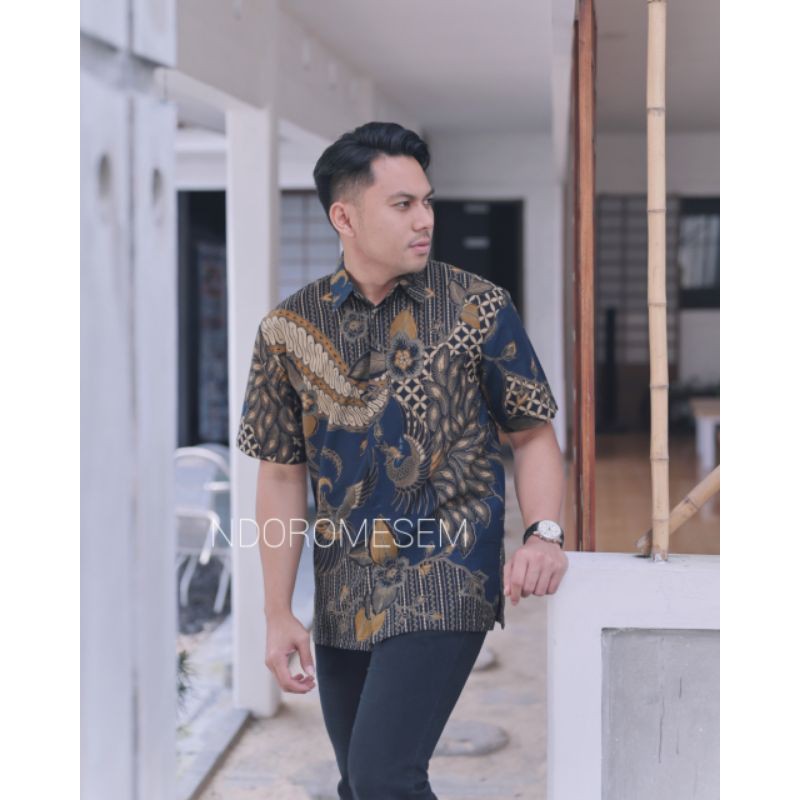 HEM BATIK PREMIUM WARNA NAVY BATIK PRENDEK PREMIUM JOGLO NAVY BATIK LENGAN PENDEK FULL FURING