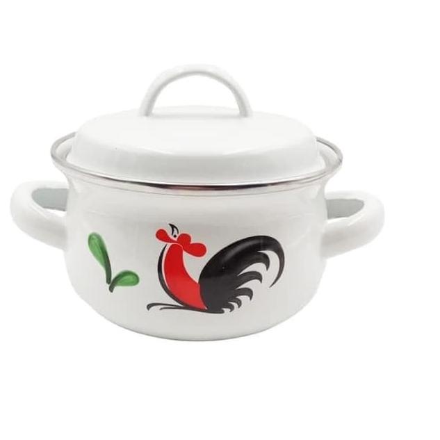 Panci Enamel kecil minipot 12cm ayam jago .,
