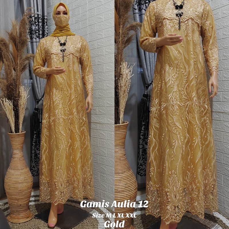Gamis Pesta Aulia Dress Pesta Realpict Terbaru  Gamis Payet Modern Dress Mewah