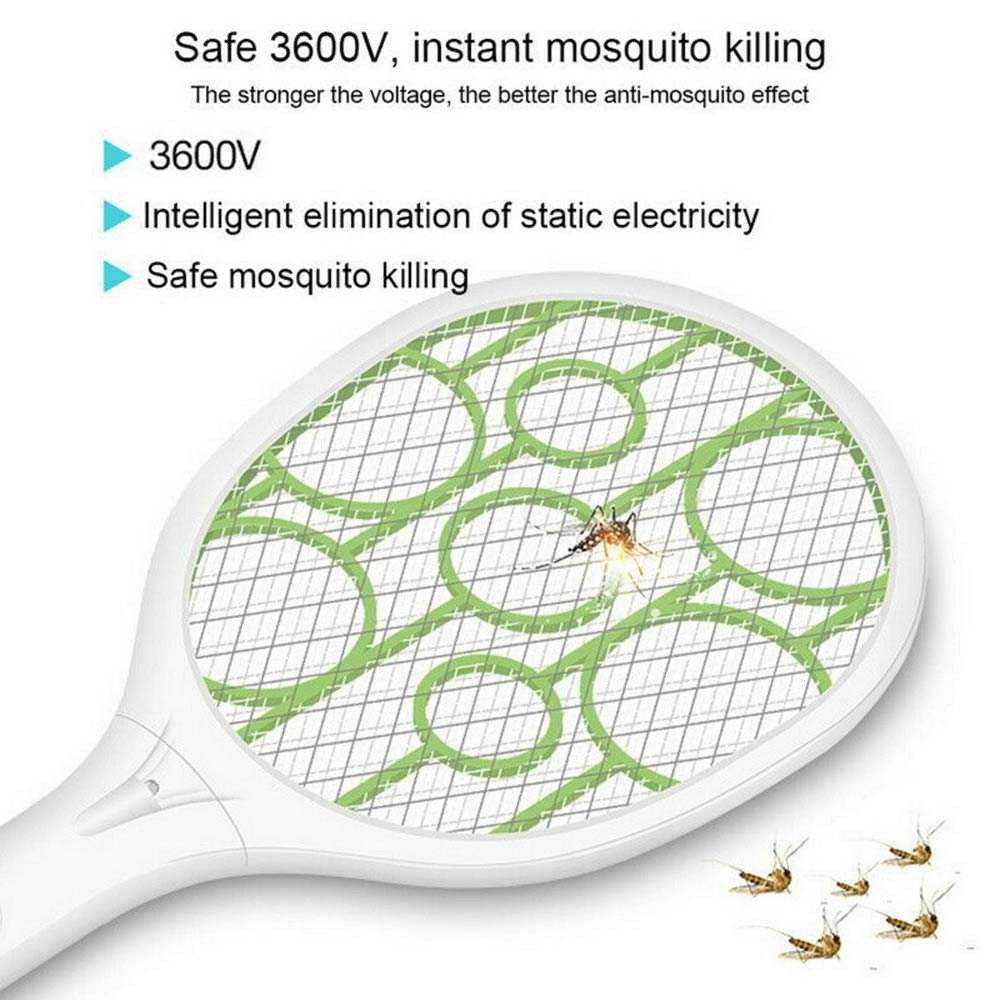 Bergaransi ! YKPuii Raket Nyamuk USB Rechargeable Lightning Mosquito Racket - RE9