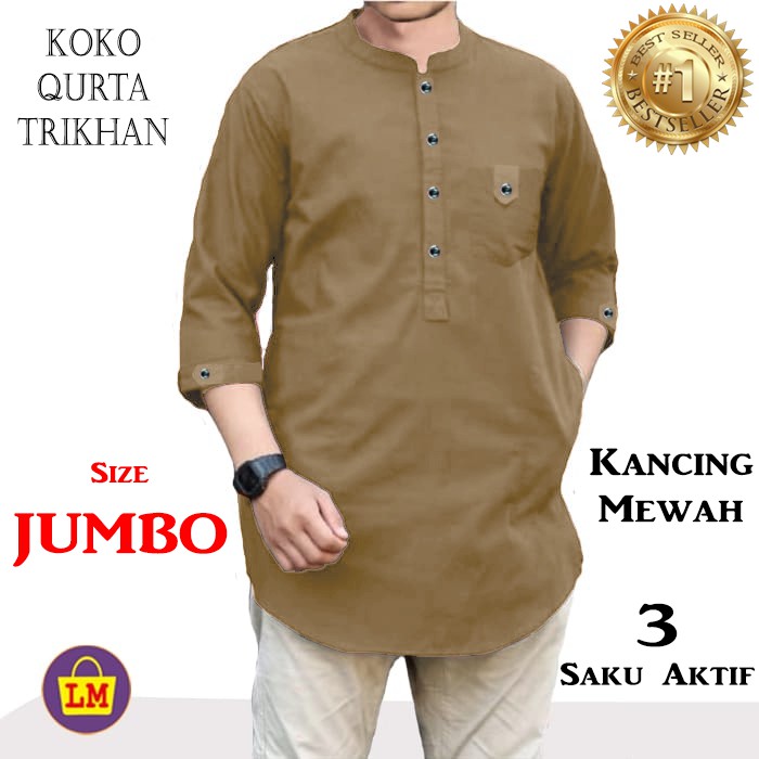 TERMURAH TERBARU Kemeja Muslim JUMBO Koko QURTA TRIKHAN Pria Ukuran M XL XXXL LMS 10758 10762 10766