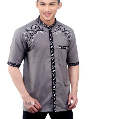 Alkhalis Baju koko Lengan pendek Bordir batik Moot size M L XL XXL XXL