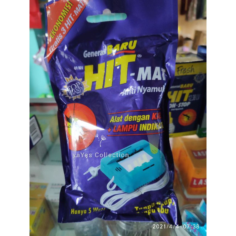 Hit Non Stop Elektrik Mat Alat + Refill Kabel lampu Indikator Tanpa Asap Bau Anti Nyamuk floral tea Elektrik Mat Pipih Keping pembasmi hama serangga