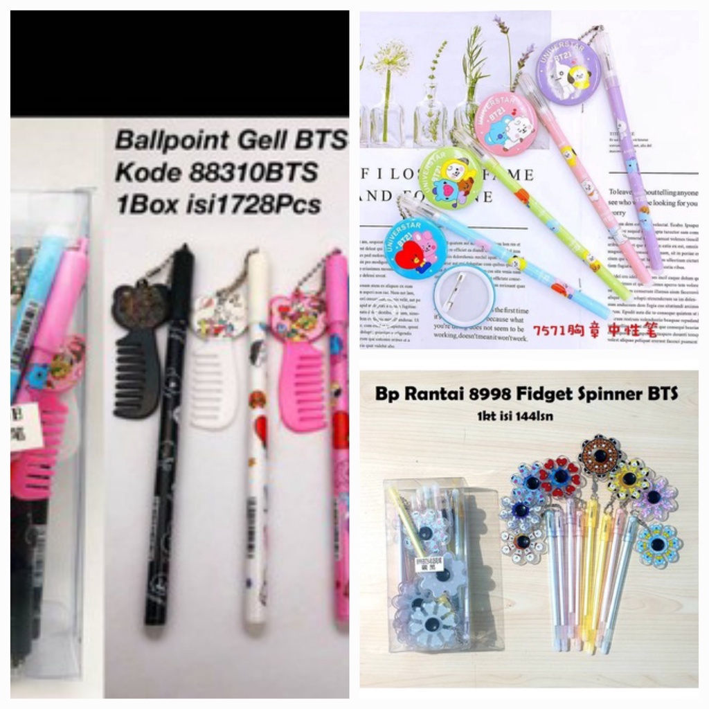 

Satuan 1 Pcs Bolpen/ Pulpen/ Pena Gel Karakter+ Sisir 88310B/ FIDGET SPINNER 8998/ 7571/ PENGGARIS 6508