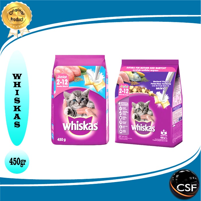 Makanan Kucing kering murah WHISKAS JUNIOR 450gr All Varian