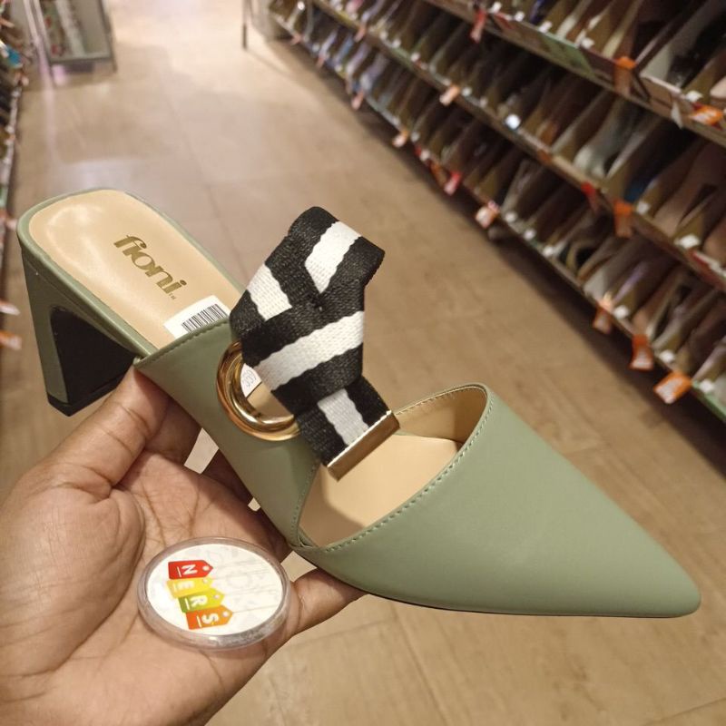 PAYLESS HEEL - BOW MULE DARK GREEN 196122 BY FIONI